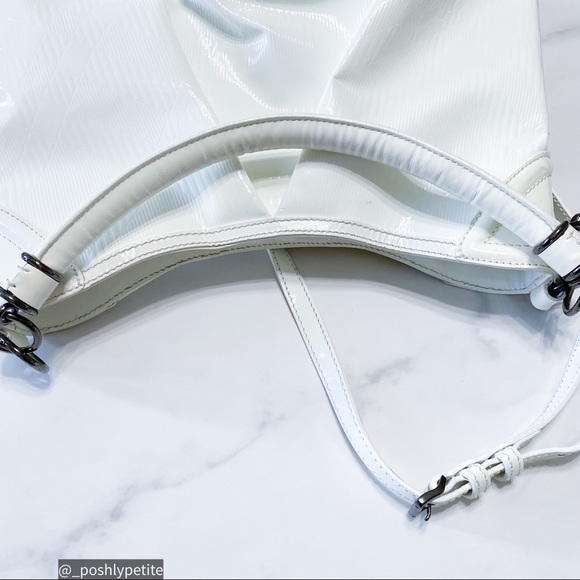 BURBERRY White Check Embossed Patent Leather Medium Craigwell Hobo Bag - Picture 10 of 17